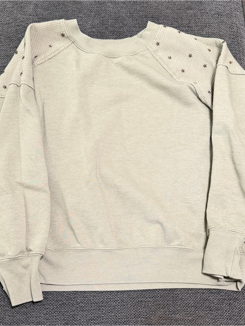 Maurices Light Sage Crewneck Sweater with Star-Accent Shoulders